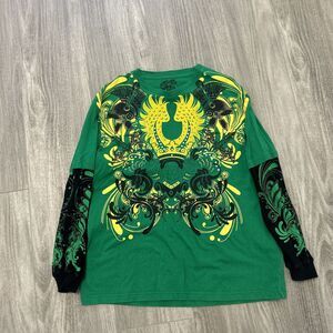 Men's Y2K All Over Print AOP Long Sleeve Thermal T-Shirt Vintage Affliction Rare